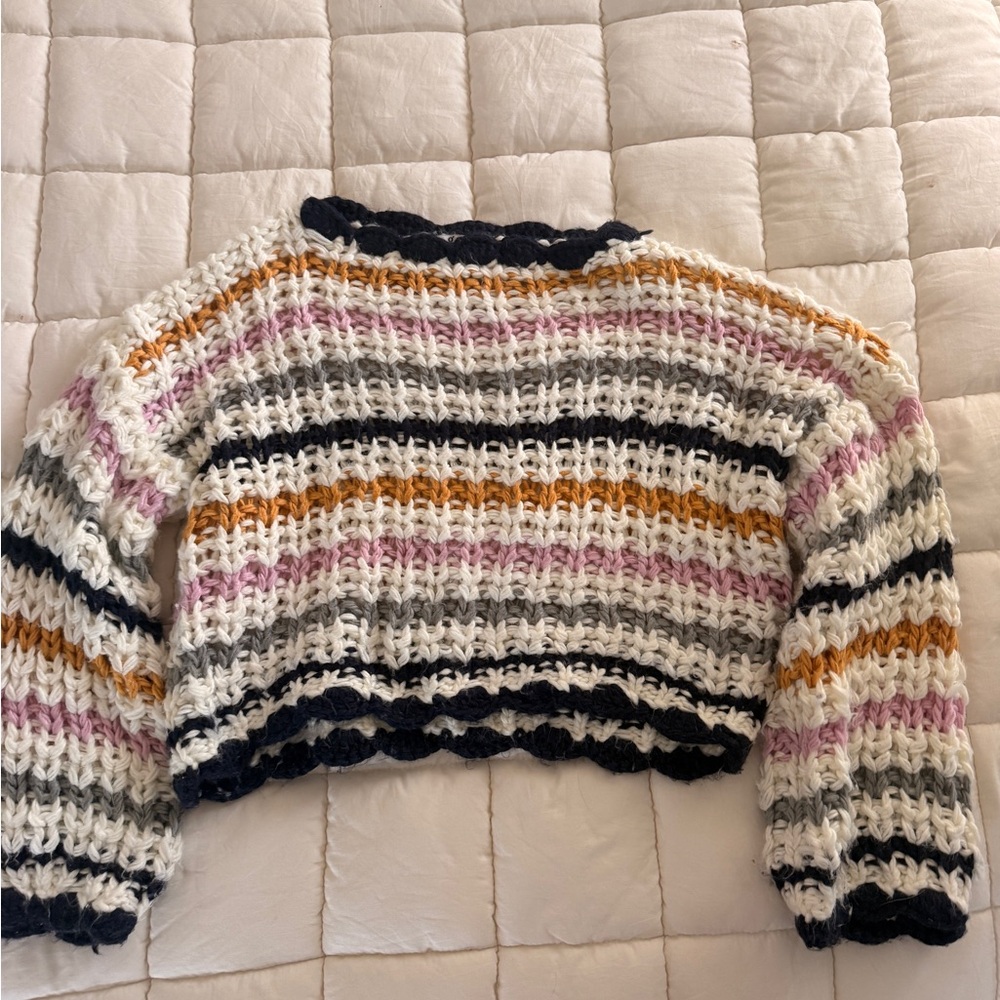 Grey Bandit Striped Multicolor Cropped Women's Sweater